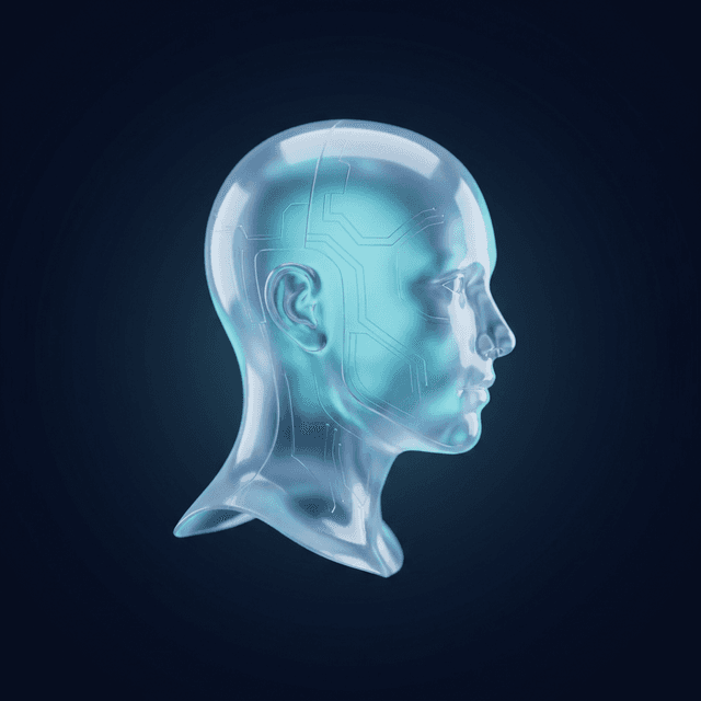 Maschine, Cyborg-Kopf aus Glas